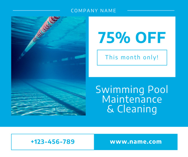 Offer Monthly Discounts on Pool Cleaning Services Facebook Design Template