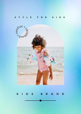 Platilla de diseño Kids Brand Clothes Offer with Cute Swimsuit Poster