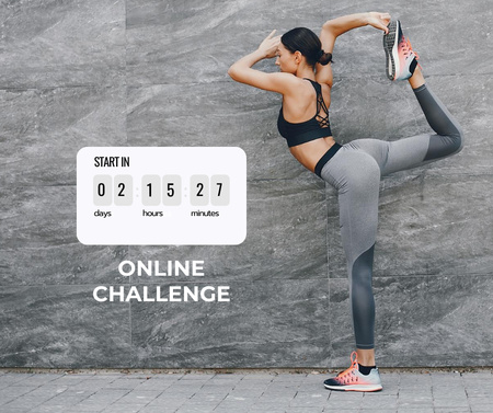 Ontwerpsjabloon van Facebook van Girl Stretching for online challenge