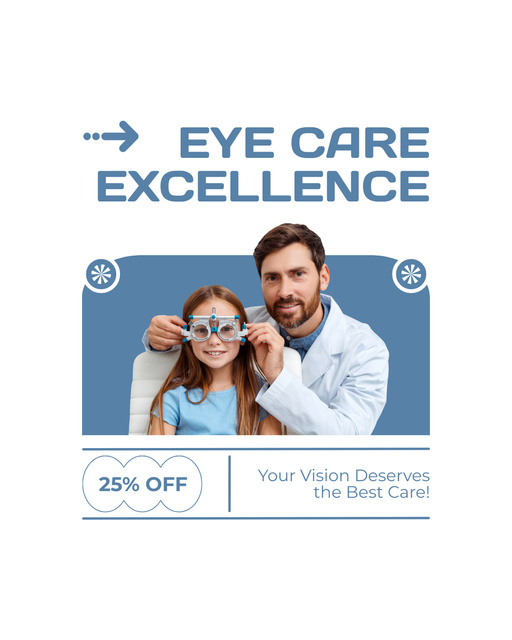 Excellent Eye Care in Pediatric Ophthalmology Instagram Post Vertical Tasarım Şablonu