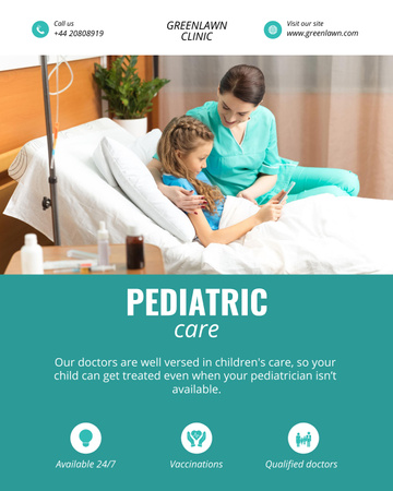 Modern Pediatric Care Services Offer Poster 16x20in – шаблон для дизайну
