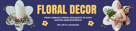 Platilla de diseño Flower Decor Service Offer with Discount on Bouquets Ebay Store Billboard