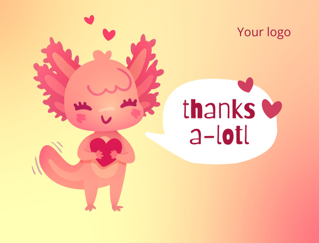 Thankful Phrase with Cute Cartoon Character Postcard 4.2x5.5in Design Template