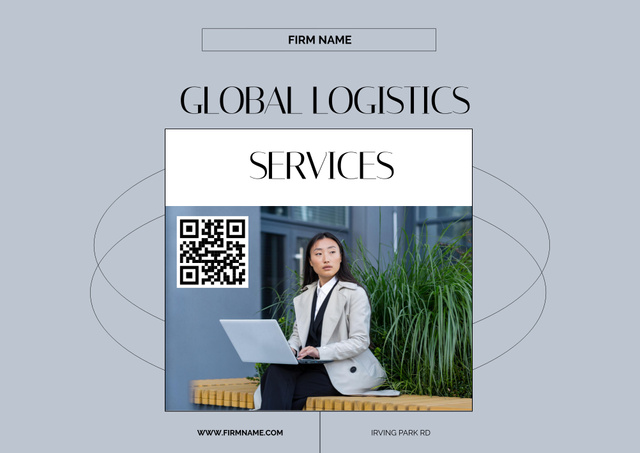 Logistics Agency Services with Young Asian Poster B2 Horizontal Design Template
