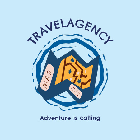 Trip Destinations on Blue Animated Logo Design Template
