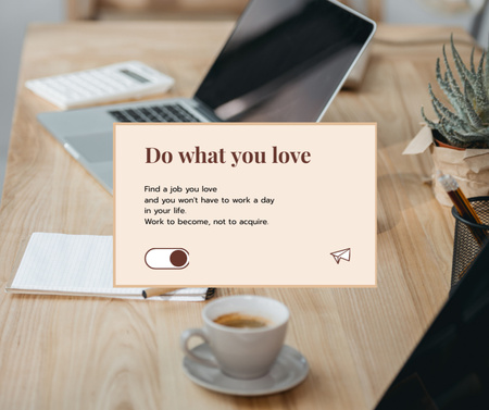 Work Inspiration with Laptop and Glasses Facebook Design Template