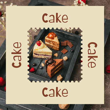 Bakery Ad with Yummy Cake Instagram Design Template