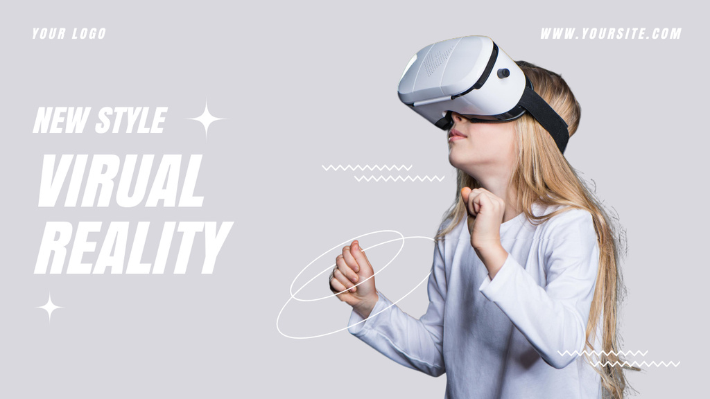Virtual Reality Offer with Little Girl in VR Glasses Youtube Thumbnail Design Template