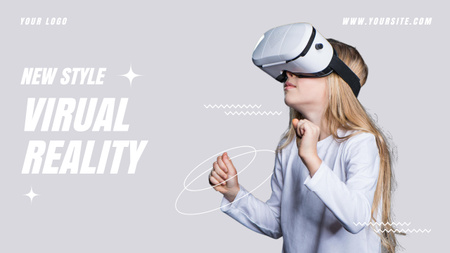 Ontwerpsjabloon van Youtube Thumbnail van Virtual Reality Offer with Little Girl in VR Glasses