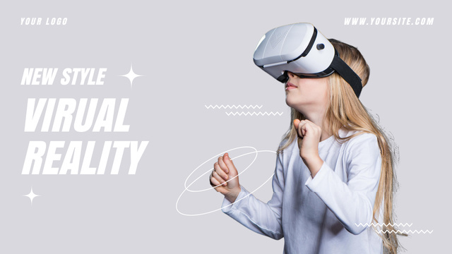 Virtual Reality Offer with Little Girl in VR Glasses Youtube Thumbnail Šablona návrhu
