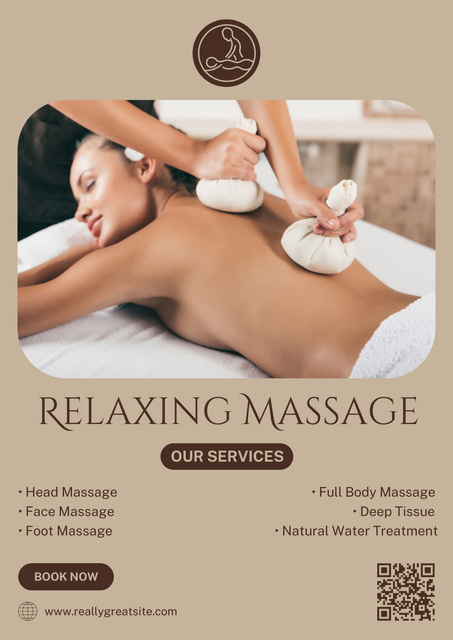 Herbal Ball Compress Massage Advertisement Poster Modelo de Design