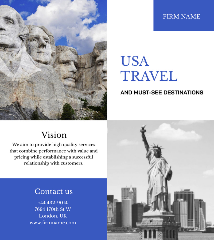 Travel Tour Offer with Must-Bee Destinations Brochure 9x8in Bi-fold Πρότυπο σχεδίασης