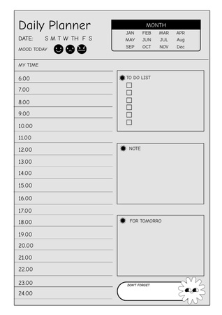 Detailed Daily Timetable in Grey Schedule Planner Design Template