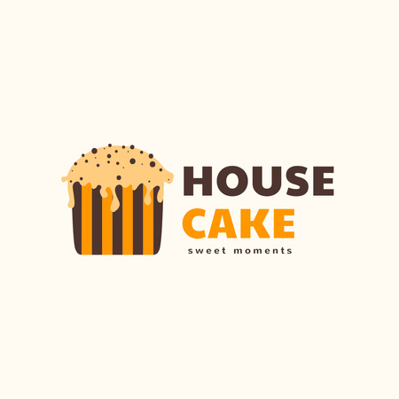 Cake House Ad on Beige Logo Design Template