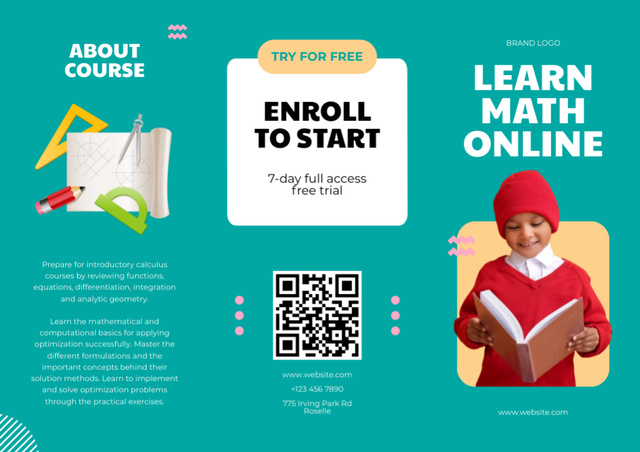 Offering Online Courses in Mathematics for Children Brochure Modelo de Design