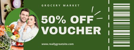 Voucher For Fresh Vegetables In Grocery Market Coupon Design Template