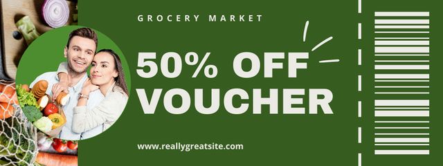 Voucher For Fresh Vegetables In Grocery Market Coupon Πρότυπο σχεδίασης