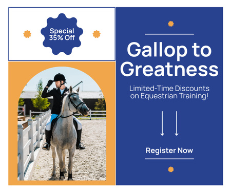 Limited-Time Discount on Equestrian Training Facebook Design Template