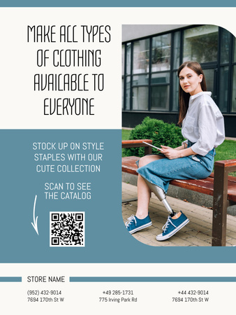 Plantilla de diseño de Oferta de venta de ropa con mujer joven con estilo Poster US 