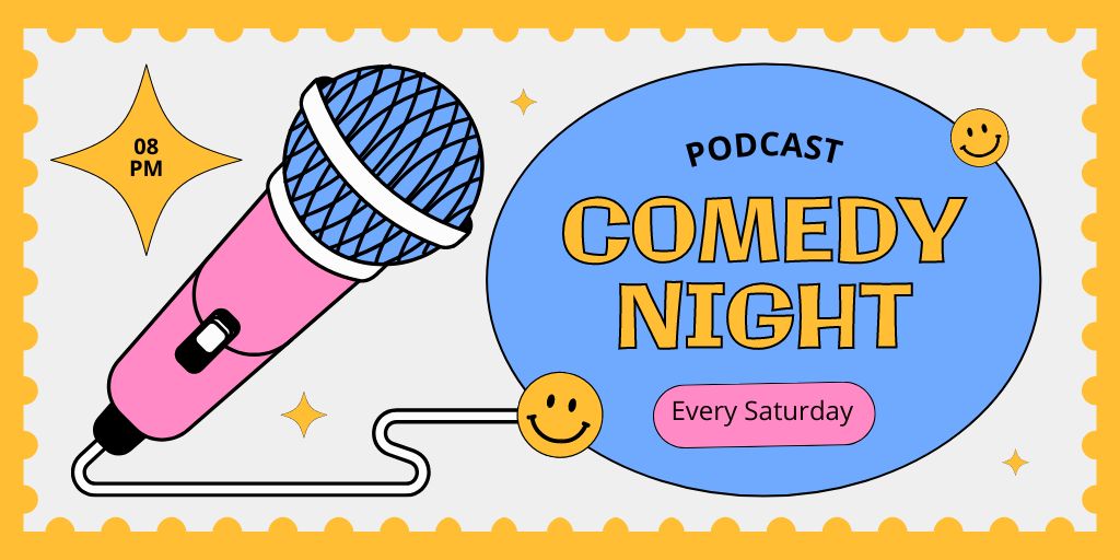 Announcement of Comedy Podcast Twitter Design Template