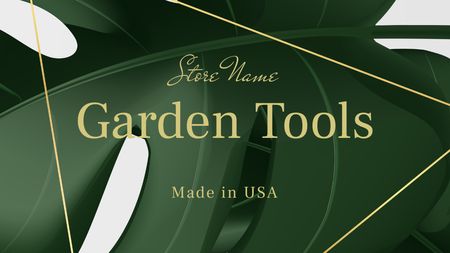 Garden Tools Sale Offer with Green Leaf Label 3.5x2in Design Template