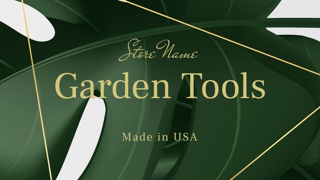 Garden Tools Sale Offer with Green Leaf Label 3.5x2in Tasarım Şablonu