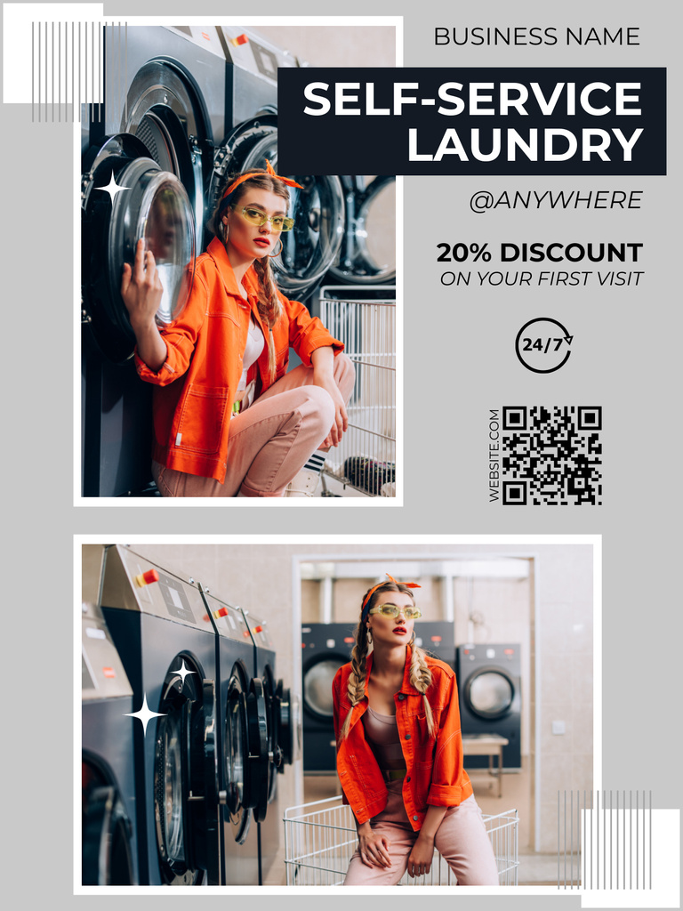 Template di design Collage with Self Service Laundry Service Proposal Poster US