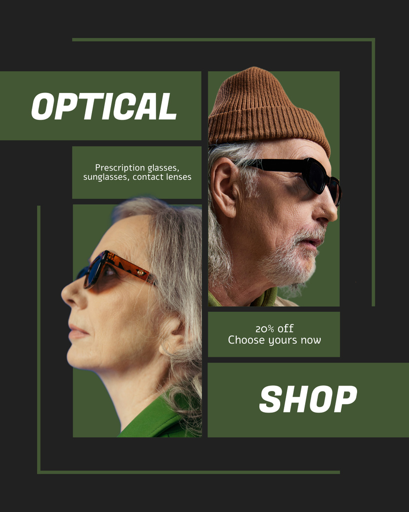 Trendy Sunglasses Offer for Stylish Elderly People Instagram Post Vertical Design Template