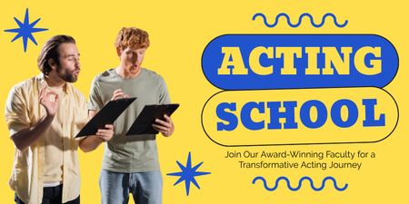 Invitation to the Acting School on Yellow Twitter Design Template