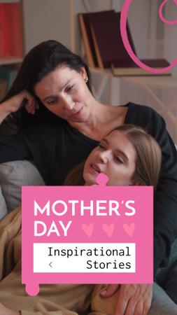 Histórias inspiradoras no dia das mães com corações TikTok Video Modelo de Design