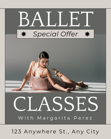 Különleges ajánlat balett táncórákra Instagram Post Vertical tervezősablon