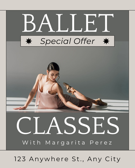 Special Offer on Ballet Dance Classes Instagram Post Vertical Design Template
