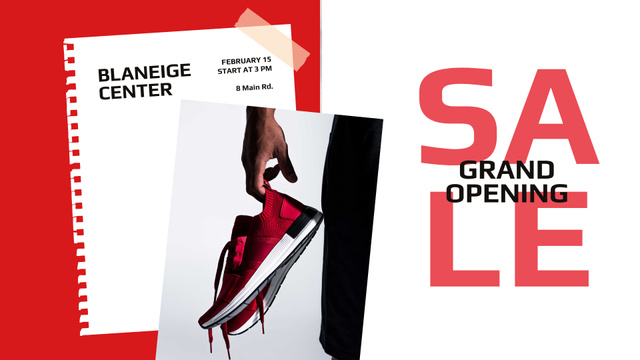 Shoes Sale Sportsman Holding Sneakers FB event cover Design Template
