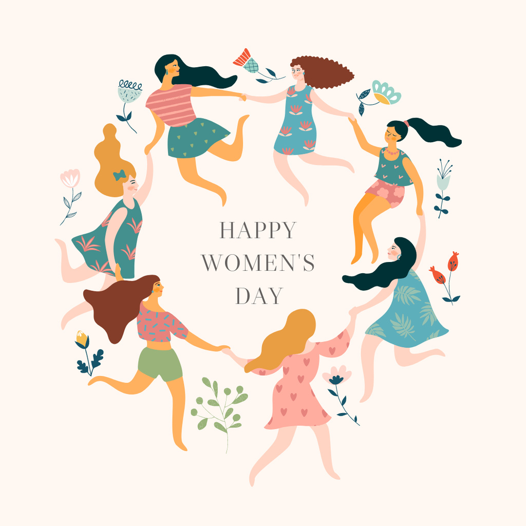 Women celebrating International Women's Day by Dancing Instagram Modelo de Design