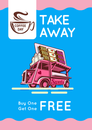Bus with Coffee to-go offer Flyer A4 Design Template
