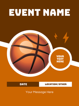 Basketball Game Announcement with Illustration of Ball Poster US Design Template