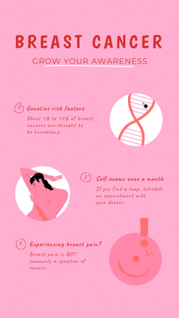 Platilla de diseño Breast Cancer Awareness Steps Instagram Video Story