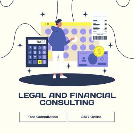 法律および財務コンサルティングのサービス LinkedIn postデザインテンプレート