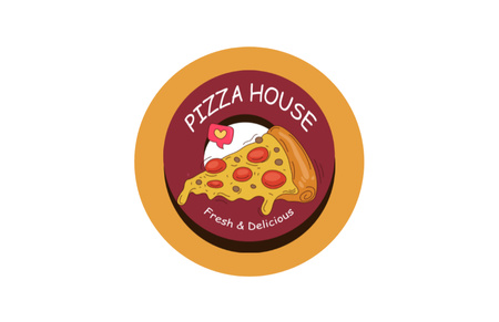 Modèle de visuel Tranche de pizza au fromage comme signe pour la pizzeria - Business Card 85x55mm