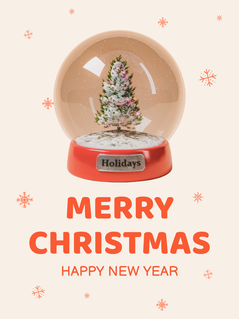 Template di design Christmas and New Year Greeting with Holiday Illustration Poster US