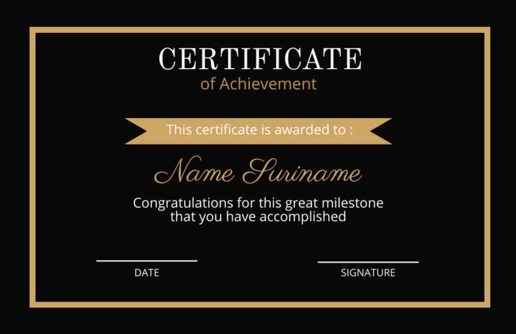 Award of Achievement in Black Certificate 5.5x8.5in – шаблон для дизайна