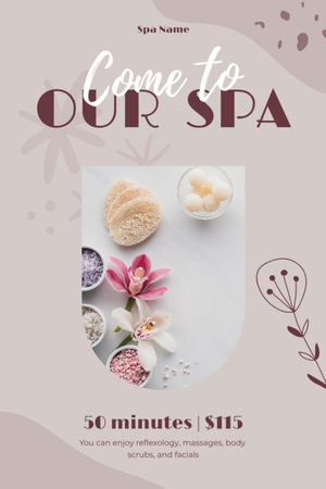 Spa Salon Invitation with Flowers Tumblr Modelo de Design