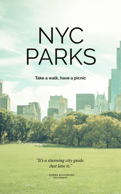 Plantilla de diseño de New York City Parks Guide for Tourists Book Cover 