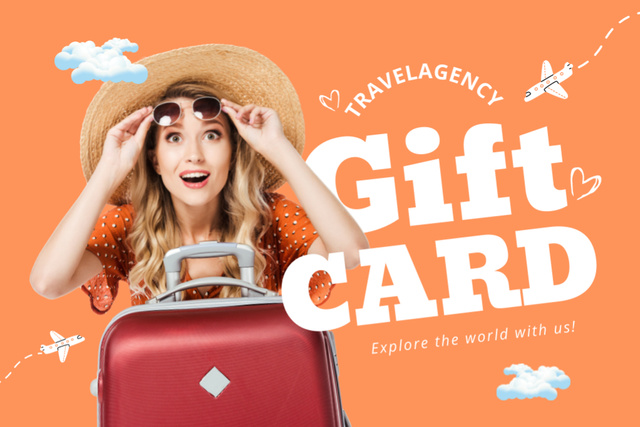 Excited Woman Is Traveling Gift Certificate – шаблон для дизайна