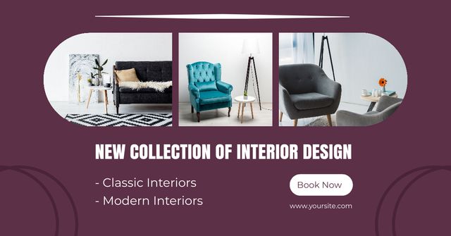 New Collection of Furniture for Interior Design Facebook AD Tasarım Şablonu