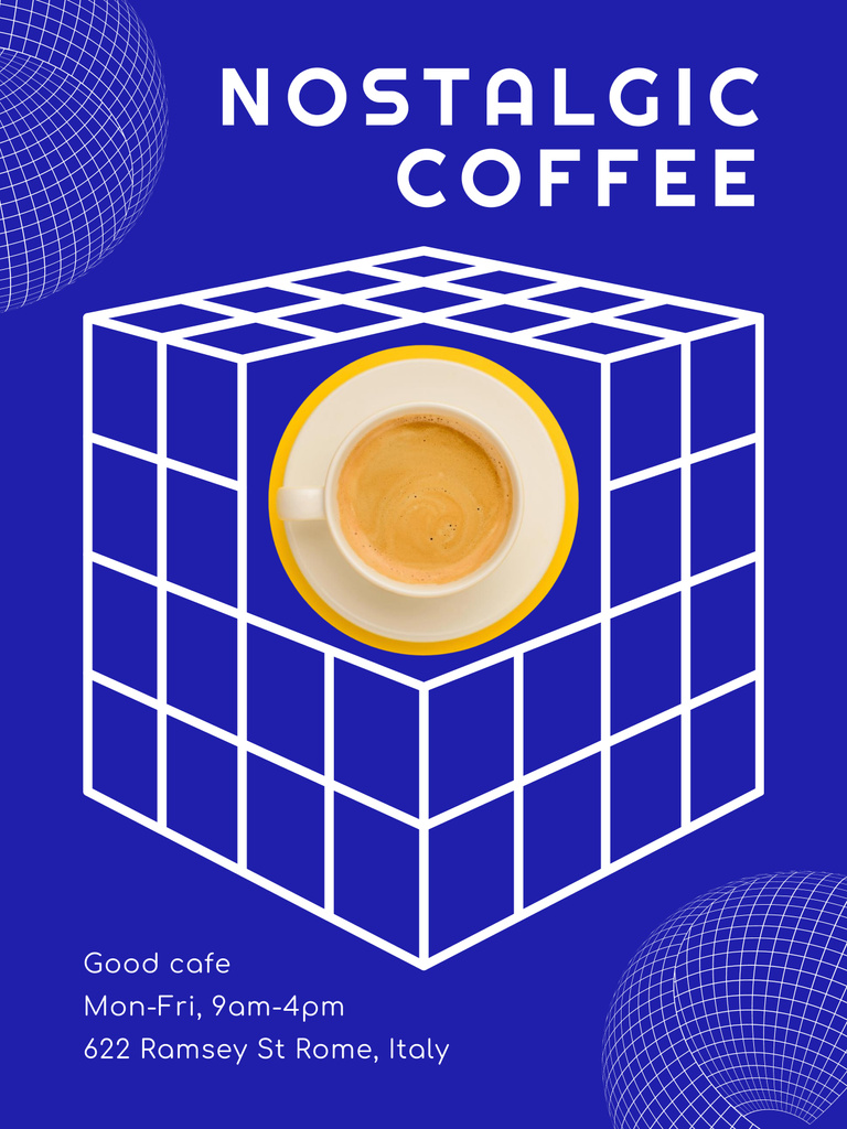 Psychedelic Ad of Coffee Shop with Delicious Coffee Poster 36x48in Πρότυπο σχεδίασης