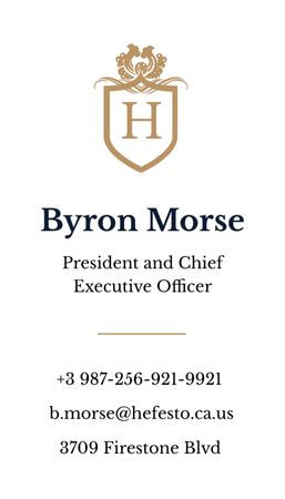 Contacts of Chief Executive Officer Business Card US Vertical – шаблон для дизайну