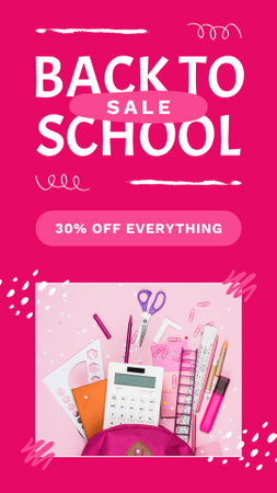 School Stationery Sale Announcement on Pink Instagram Story Design Template