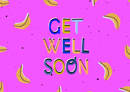 Platilla de diseño Get Well Wish with Cute Bananas Card