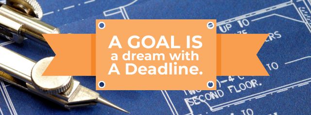 Goal motivational Quote with Blueprints Facebook cover Design Template